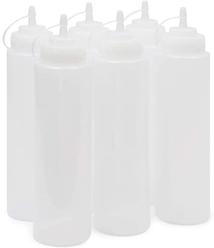 Plastic Condiment Squeeze Bottles (Clear, 946 ml, 6 Pack)