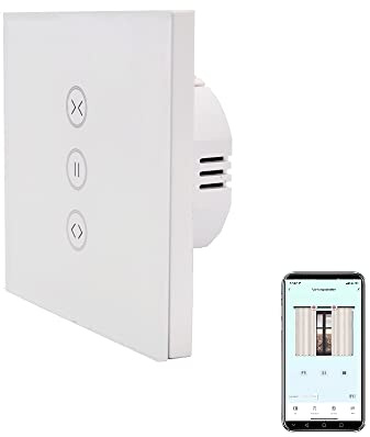 Module Interrupteur Volet Roulant Zigbee 3.0, Panneau Tactile en Verre, Nécessite un Hub Zigbee, Commande Vocale (Alexa/Google), Programmation Horaire, Blanc
