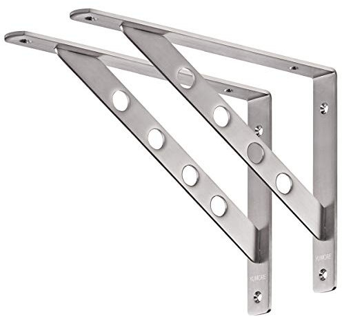 YUMORE Soportes para Estantes Pesados 300x200 mm,Escuadras para Estanterias Acero Inox Soportes Estantes Triangulares Bisagras Mesa Flotante de Pared DIY Soportes,con Tornillos,Carga Máx 180Kg, 2Pcs
