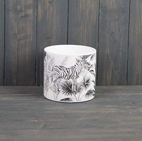 Ceramic Black & White Zebra Pot 13.8 x 12.5cm - Flower House Plant Succulent Storage Display