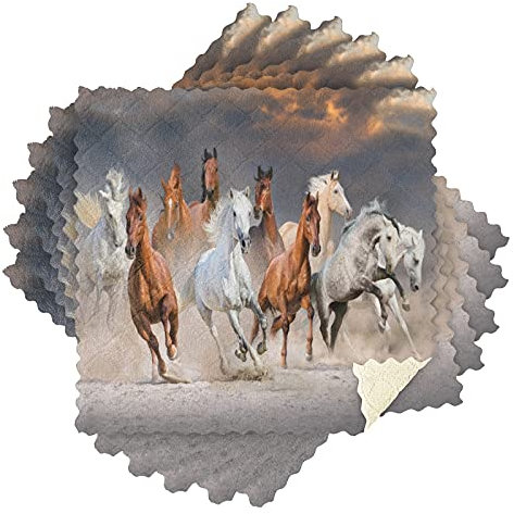 Mnsruu Geschirrtuch, Motiv: Pferd in Wüste, 6 Stück, Küchentücher, Geschirrtuch, schnell trocknend, superweich, 28 x 28 cm