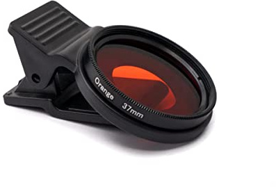 SYSTEM-S Farbfilter Orange 37 mm Linse Farbe mit Clip für Smartphones in Schwarz