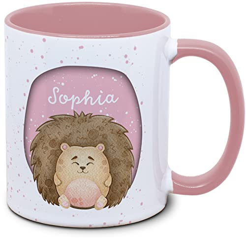 Tassenkasper - Tasse für Kinder mit Name und Igel - in 12 Farben - Ostergeschenk, Einschulung, Kindergarten, Weihnachten