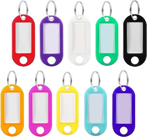 DERAYEE 50Pcs Porte Clef en Plastique PP, Clés USB,Porte Clé d’Étiquettes de Bagages Colorées pour École, Maison et Hôtel