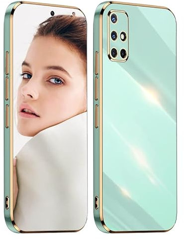ATISIJIE Hülle für Samsung Galaxy A51 Handyhülle Original, Ultradünn Galvanisiertes Weiches Kieselgel Kratzfeste TPU Handyhülle, Einfaches Stilvoll Shiny Schutzhülle Cover Case Grün