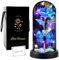 FAYODO Die Schöne und das Biest Ewige Rose,Galaxy Rose Geschenk für Freundin (Schmetterling Blau)