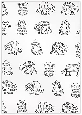 Kracht Küchen Textilien Katzenreihe Halbleinen Küchentuch Bedruckt 50x70 cm schwarz-weiß 3er Pack