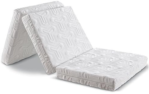 MARQA Klappmatratze 80x180x10 cm – 3-teilig faltbar, Gästematratze & Reisebett – Faltmatratze mit Schaumstoffkern & abnehmbarem Bezug – Atmungsaktiv & waschbar(Grün)