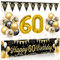 60. Geburtstag Deko für Mann und Frau - Happy Birthday Banner, Luftballons, Girlande, Wimpel, Hintergrund Ballons in Schwarz Gold
