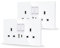 JIMEIDA 2 Pack Double Switched Socket White 20W Fast Charging 13 Amp with USB A and Type C Charging Ports Crystal Glass Panel Wall Outlet