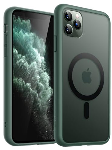 JETech Magnetic Case for iPhone 11 Pro 5.8-Inch Compatible with MagSafe, Translucent Matte Back Slim Shockproof Phone Cover (Dark Green)