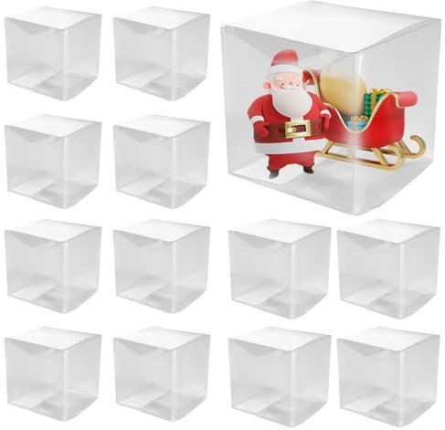 YOUNTHYE 40 Stück Geschenkbox Durchsichtig 10x10x10cm Transparente Geschenkbox Klein PVC Quadratische Geschenkverpackung Box Hochzeitsbevorzugungsboxen für Partys, Geburtstage, SüßIgkeiten