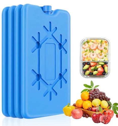 Simsky Lot de 4 Bloc Glace pour Sac Isotherme, 200 ML Chacune, Blocs Réfrigérants pour Le Déjeuner, Bloc de Glace pour Sac Isotherme, Sac de Congélation Réutilisables pour Glacière Sac Isotherme