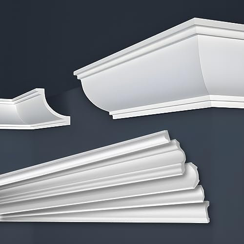 MARBET DESIGN - Modanature decorative in polistirene XPS, colore bianco, da soffitto (angolo interno ed esterno, E-26)