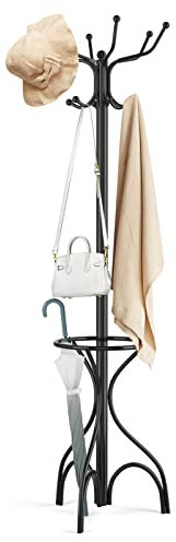 GOPLUS Porte-Manteaux sur Pied, Portant à Vêtements en Métal avec 10 Crochets pour Vêtements, Porte-Manteau en Forme d’Arbre, Peu Encombrant, pour Bureau, Chambre à Coucher, Entrée, Noir