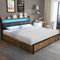 Merax Metallbett Bettgestell 160 x 200 cm mit 4 Schubladen, LED Doppelbett mit Metall Lattenrost & Kopfteil für Schlafzimmer, Industrielles Bett für Erwachsene & Jugend, Grau (Ohne Matratze)