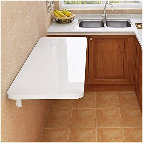 Mesa plegable de pared blanca, tablero de fibra, soporte de metal para escritorio, apartamento pequeño, estante plegable para colgar en la pared para computadora multifunción (tamaño: 90 * 40 cm)