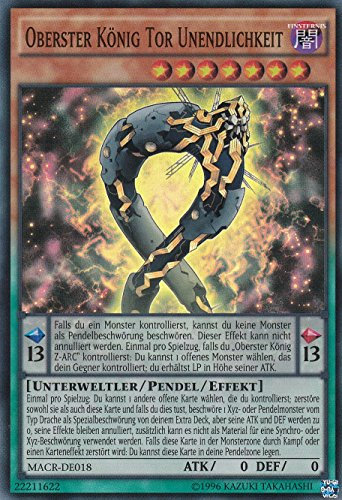 MACR-DE018 - Oberster König Tor Unendlichkeit - Super Rare - 1. Auflage - DEUTSCH - Maximum Crisis - mit LMS Trading Fieldcenter-Karte Yugioh