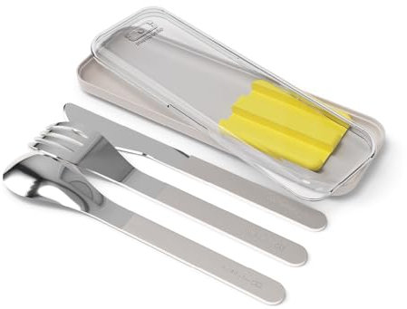 MONBENTO - Besteck für unterwegs MB Slim Box – Gelb – Besteckset Lunchbox mit Etui für Bentos Original, Square und Sense – für Mahlzeiten unterwegs Outdoor – Gabel, Messer, Löffel