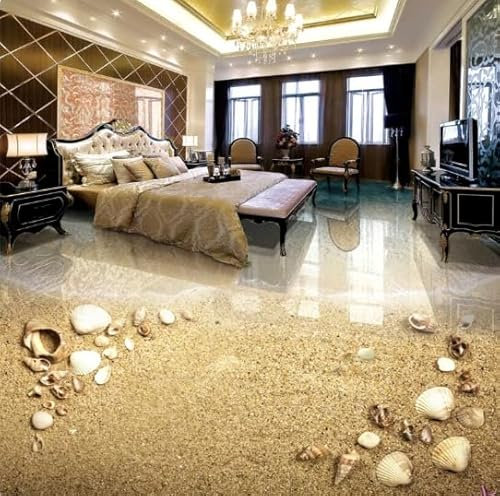 Floor Painting Stickers Beautiful Beach Beach Bathroom 3D Wallpaper Waterproof Wear-Resistant Home Decoration,400cmX280cm