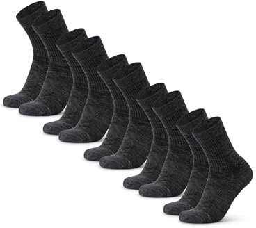 DANISH ENDURANCE Walking Socks Merino Wool Lightweight, Anti Blister Hiking Socks, Breathable Trekking Socks, for Men & Women, Unisex, 5 Pack Dark Grey 6-8