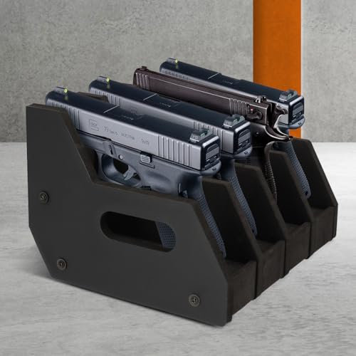 Brihard Advanced Waffenhalter für 4 Pistolen, platzsparender Kurzwaffenhalter aus Schaumstoff, als Zubehör im Tresor oder Safe - für Pistole, Airsoft und Schreckschuss-Waffen