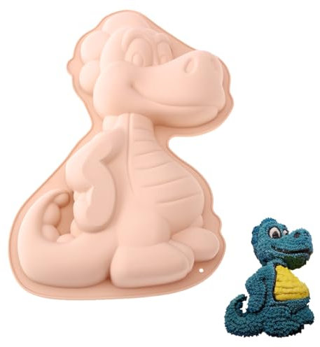 YEAPEAK Dino Backform, Kuchenform Dinosaurier 3D Silikon, Silikonform Für Dinosaur Backen, Kindergeburtstag, Pink
