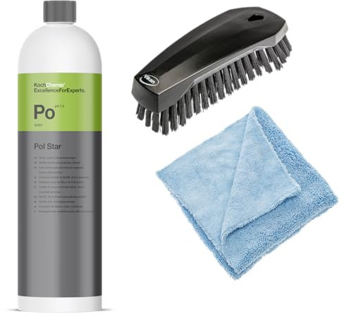 Winrodoor Polsterreinigungsset -Koch Chemie Pol Star mit Bürste und Microfasertuch für Extreme Verschmutzungen auf Polstern und Textilien und Autositzen