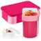XJIANFU Brotdose Kinder mit Fächern,900ml Auslaufsichere Bento-Box und Müslibecher to Go 350ml+450ml,Auslaufsicherer Lunchbox und Müslibecher Set(1270+3545-Pink)