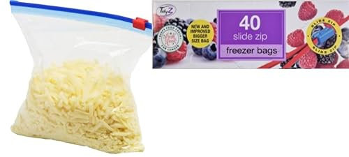 40 All Purpose Food Bags, 1L Resealable Sliding Zip Bags, BPA free, Tight Seal, Perfect for Keeping Produce Fresh, Freezing, Transporting and Organisation (40 Bags in 1 Pack)