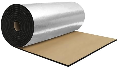 A ABSOPRO Tapis D'Insonorisation 1pc Fibre De Verre Isolant Pour Voiture | Auto-Adhésif, Isolation Thermique, Mousse À Cellules Fermées, Pour Capot, Toit, Plancher, Portes, Ignifuge, Imperméable
