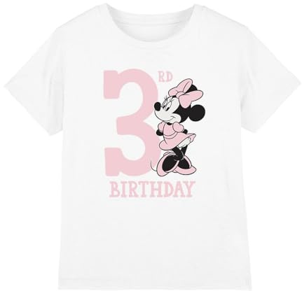 Minnie Mouse 3rd Birthday Shirt Girls T Shirt, White, 3-4 Years