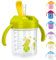 SUPPRUI Sippy Cup,280ml Baby Cup,Straw Cups with Handles,Spill-Proof Baby Sippy Cups,Water Bottles with Straw for Babies,BPA Free,Trainer Cups for 6+ Months (Transparent-Green Lid)