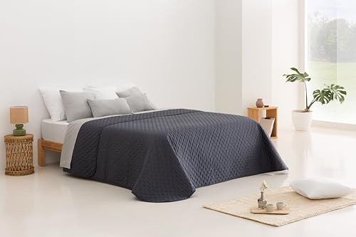 Todocama Feine Tagesdecke mit Stern-Design, für Frühling, Sommer, Herbst und Winter, 100% Mikrofaser, extra weich, Mehrzweck-Bettüberwurf, 140/150/160-250 x 260 cm, dunkelgrau