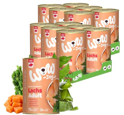 WOW Dog Hunde-Nassfutter mit Lachs 12 x 400g | ohne Getreide & Zucker