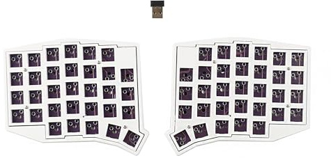 YMDK Sofle Kabellose Split-Tastatur, 2,4 GHz, 64 Tasten, ergonomisch, Hotswapp-fähig, 60 % Layout, 3D-PLA-Phiole mit allen Tasten, programmierbar, Mini-Gaming-Tastatur-Set