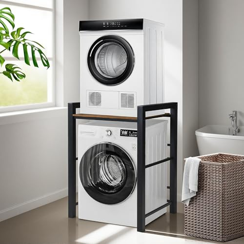 Waschmaschine Universal Waschmaschine Trockner Schrank, Höhenverstellbarer Regal über Waschmaschinenschrank, Metall Waschmaschinenregal Max 350kg für Badezimmer Balkon 65x75x105 cm (Schwarz)