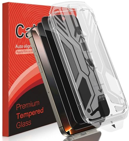 Caisemo 2 Pack Privacy Screen Protector for iPhone 16 Pro Max 6.9 Tempered Glass Full Coverage Edge-to-Edge 45KG Military-Grade, 25° Anti-Spy,Auto Dust-Proof