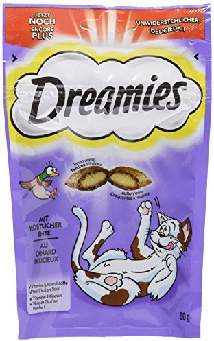 Dreamies Katzensnacks Katzenleckerli Klassiker mit Ente, 6 Packungen (6 x 60g)
