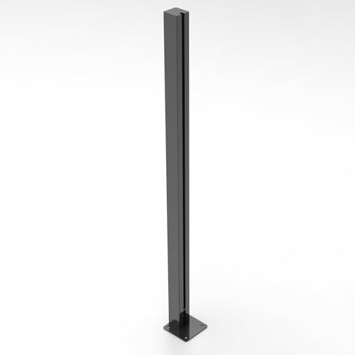 Bijon Edelstahl Glasgeländer Pfosten für Glaszaun, Endpfosten, 195cm, Profil: 7x7cm, RAL 7016 Anthrazitgrau