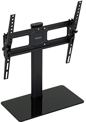 MAHARA Black Table Top TV Stand Base Replacement Pedestal With Tilting Bracket For 32-50 Inch - TV Brackets with VESA Wall Mount Compatibility 400mm x 400mm – TV Stand Base Support Max 30kg