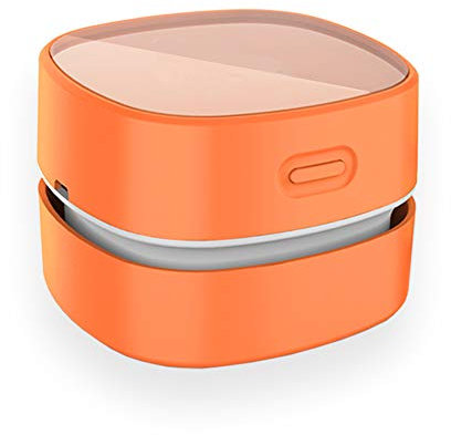 ODISTAR Desktop Vacuum Cleaner,Mini Table dust Sweeper Energy Saving with auto Power-Off Function,High Endurance up to 400 mins,Cordless&360º Rotatable Design for Keyboard/Office(Orange Charging)