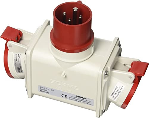 ADATTATORE INDUSTRIALE CEE TRIFASE 4 POLI DOPPIA PRESA + SPINA 16A 3P+T 380/415 VOLT MADE IN ITALY