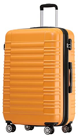 BEIBYE 2088 Zwillingsrollen Reisekoffer Koffer Trolleys Hartschale M-L-XL-Set (Orangen, XL)