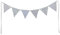 PREMYO Wimpelkette Kinderzimmer Unisex Stoff - 6 Wimpel Girlande Beidseitig - Babyzimmer Deko Grau