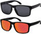 La Optica B.L.M. Sonnenbrille Herren UV400 Retro Retro - Doppelpack Set Matt Schwarz (1 x Grau, 1 x Rot Verspiegelt)