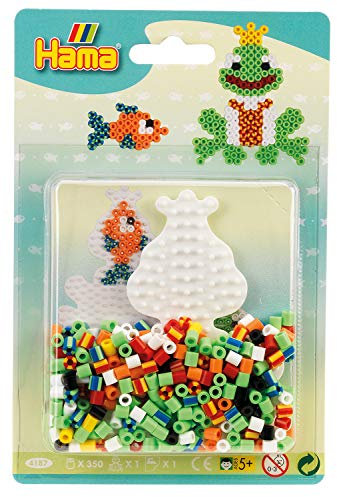 Hama Perlen 4187 Kleines Set Frosch mit ca. 350 bunten Midi Bügelperlen mit Durchmesser 5 mm, Stiftplatte, inkl. Bügelpapier, kreativer Bastelspaß für Groß und Klein