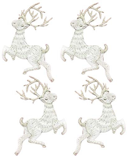 EXCEART 4Pcs Weihnachten Rentier Patches Eisen auf Patches Gestickt Nähen auf Patches Applikationen für Hut Kleidung Rucksäcke Jeans T-Shirt