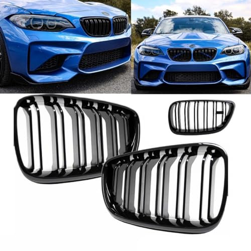 DM Autoteile Kühlergrill SET Schwarz Glanz Doppelsteg passend für F22 F23 auch 235 240 M2