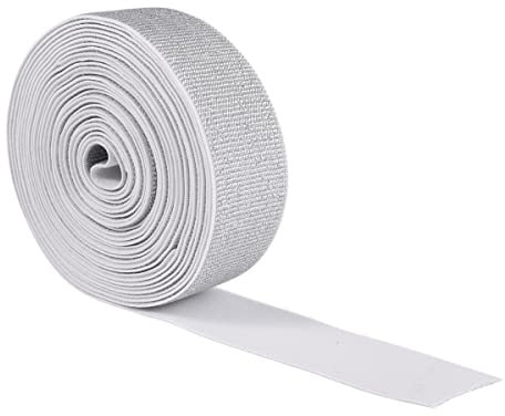 Suncoolla 5M Gold Silver Glitter Elastic Band (Silver, 50mm)